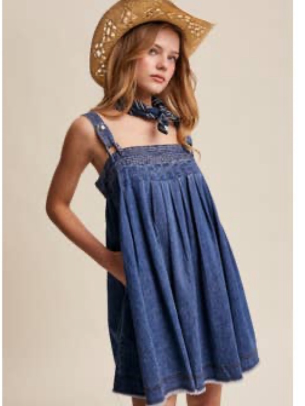 NWT Listicle Denim Sundress with Adjustable Straps - Blue